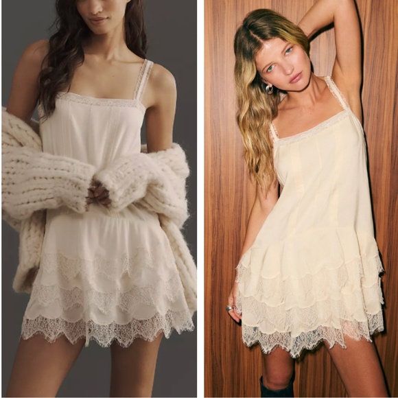 Reformation Cleodora Cream Lace Mini Dress - Picture 1 of 7